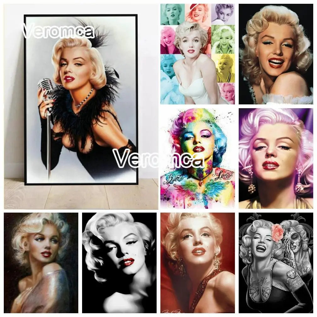 5D Diy Gift Diamond Painting Marilyn Monroe Poster Cross Stitch Full Square Round Rhinestone Embroidery Home Decor Sexy Woman