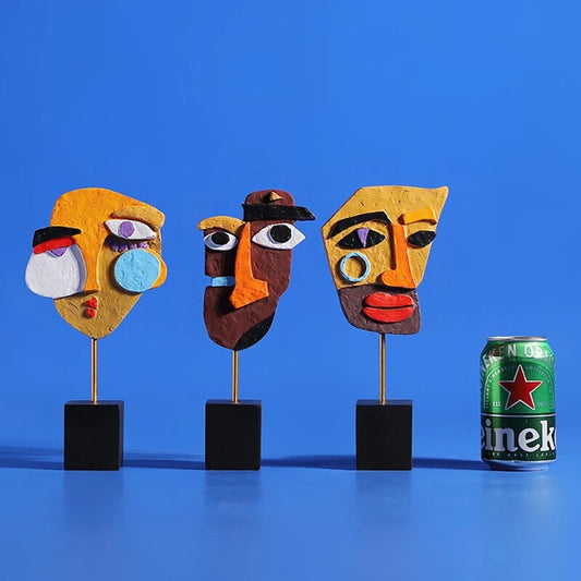 Resin Colorful Face Distorted Statue Figurines